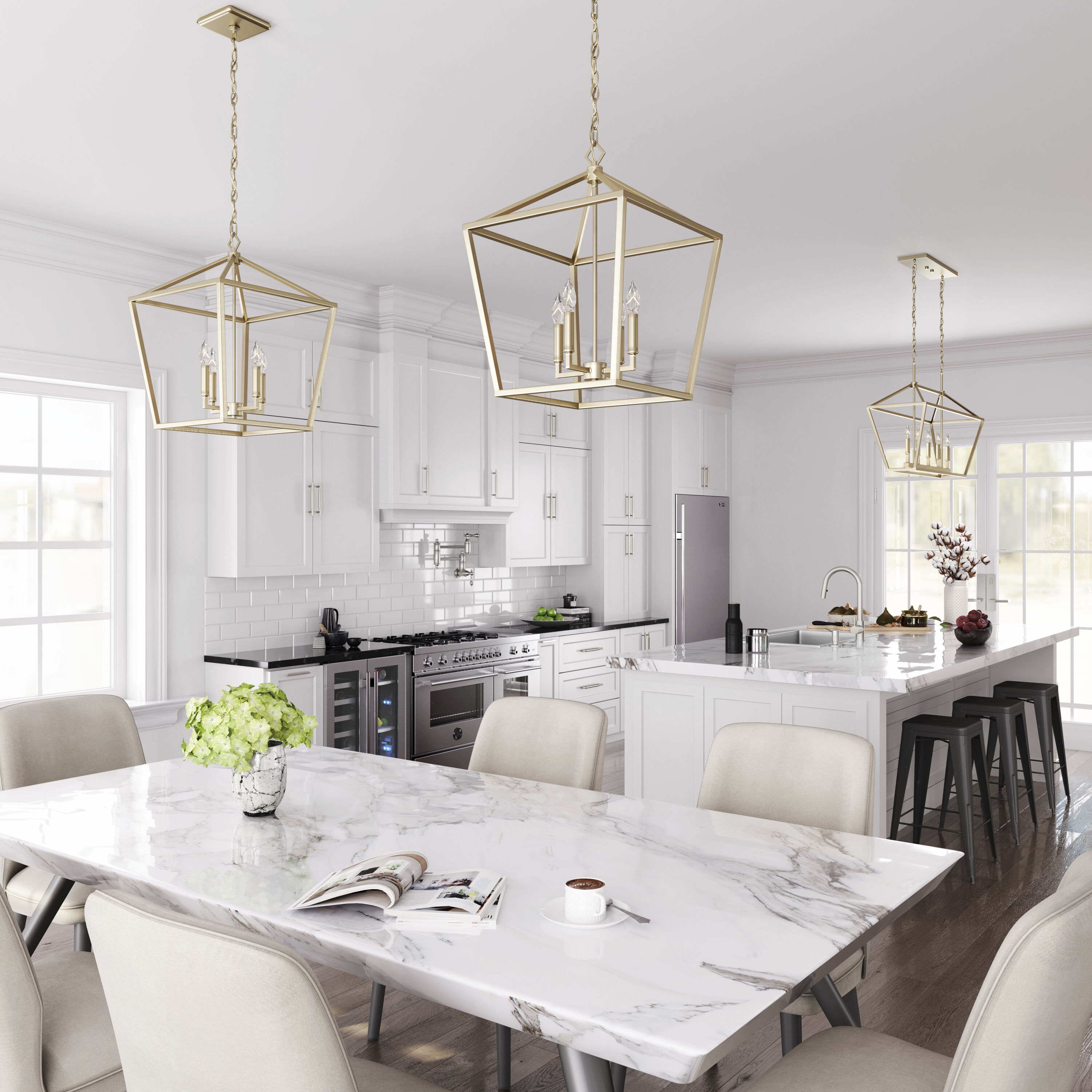 Corona 4 Light 16 inch Modern Gold Pendant Ceiling Light